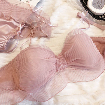 Blush Pleated Ribbon Ruffle Set