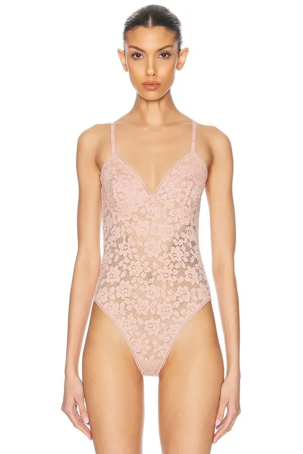 Romantic Blush Petal Glow Bodysuit Set